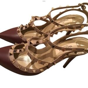 Valentino Burgundy Heeled Shoes, Size 7